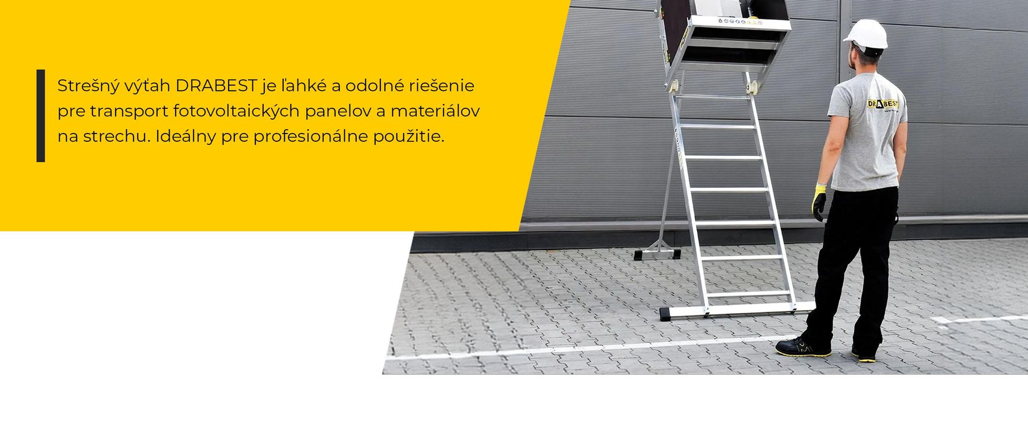 Drabest | Pokrývačský rebríkový výťah - Rebríkový navijak - Max. nosnosť 125 kg - Výkon motora 1050 W