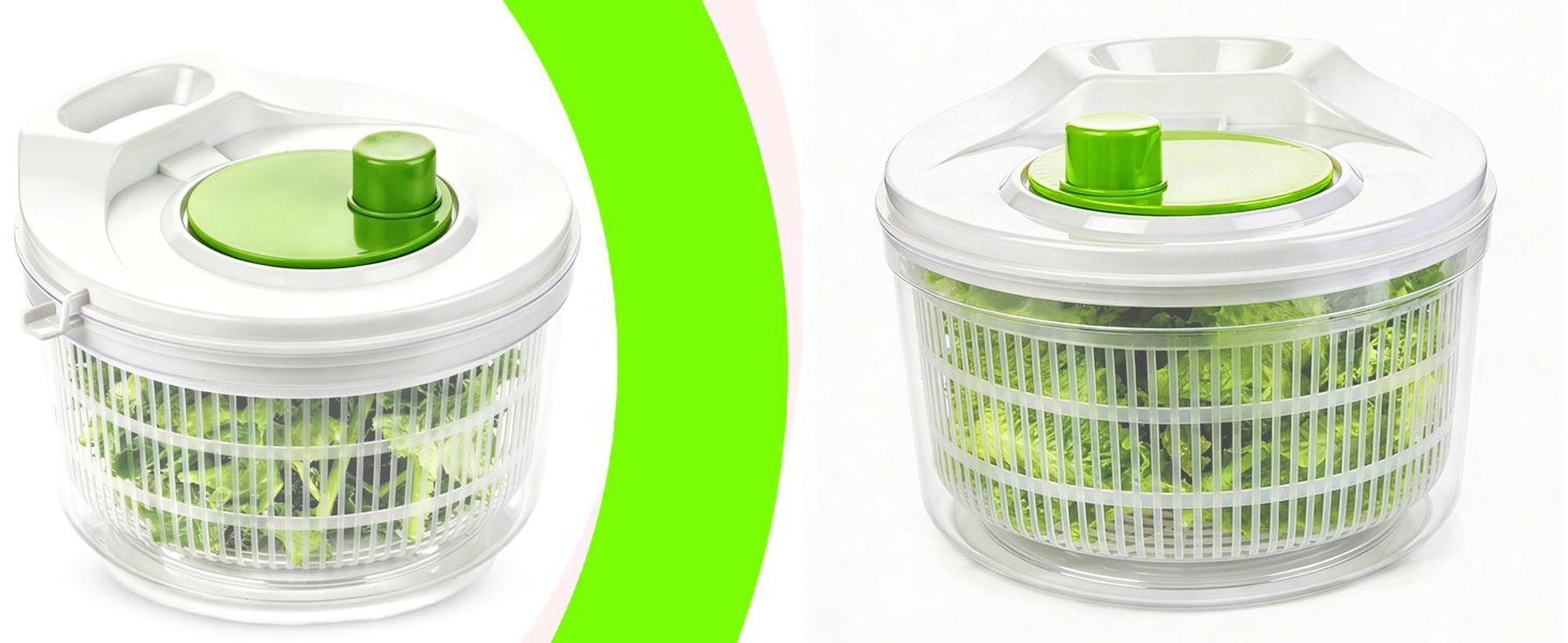 Salatschleuder 2,5L mit Kurbelantrieb, Sieb, Spülmaschinengeeignet, perfekt für Fresh Salat & Gemüse, Weiß Grün – Retoo