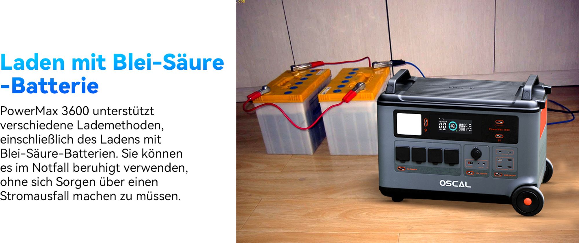 Stromerzeuger PowerMax 3600W Powerstation 3,60 in kW, 3600Wh, 14 Ausgänge, LED-Licht, LiFePO4 Solarspeicher, mit 2*PM200 Plus faltbares Solarpanel
