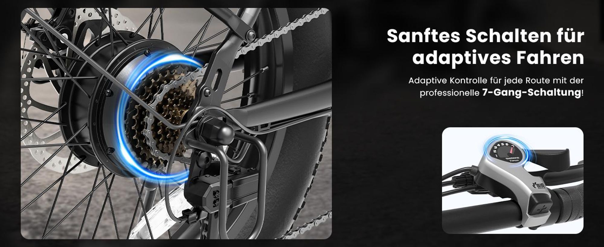 Touroll S3 Faltbares E-Bike 20×3.0 Zoll Fatbike, 65 km Reichweite, 450W Peak, Shimano 7-Gang