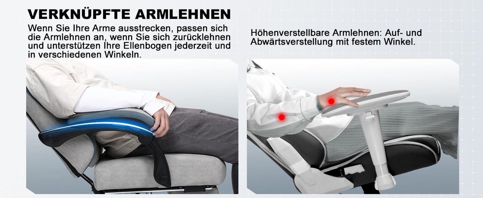 GTPLAYER Herné kreslo Ergonomické herné kreslo Stolová stolička PC Gamer Racing Chair s látkovým povrchom, pružinovým sedákom, spojovacími podrúčkami, s opierkou na nohy s nosnosťou do 153 kg Sivá