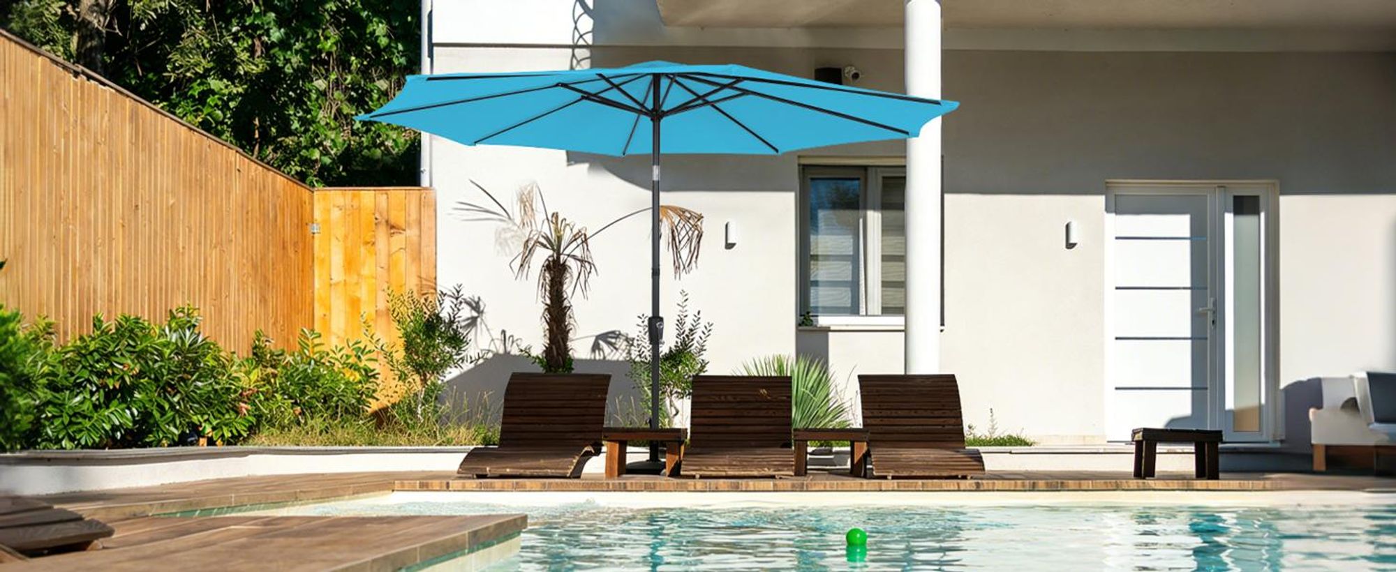 Puluomis Sonnenschirm Balkonschirm Strandschirm Marktschirm Ø290cm Neigbar Gartenschirm Terrassenschirm Sonnenschutz Blau