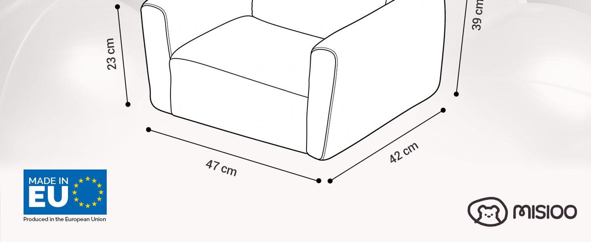MISIOO Kindersessel CUBIE aus Cord, ausklappbarer Kinder Sessel und Baby Sofa, weicher Sessel für Kinderzimmer, klappbar zum Liegen