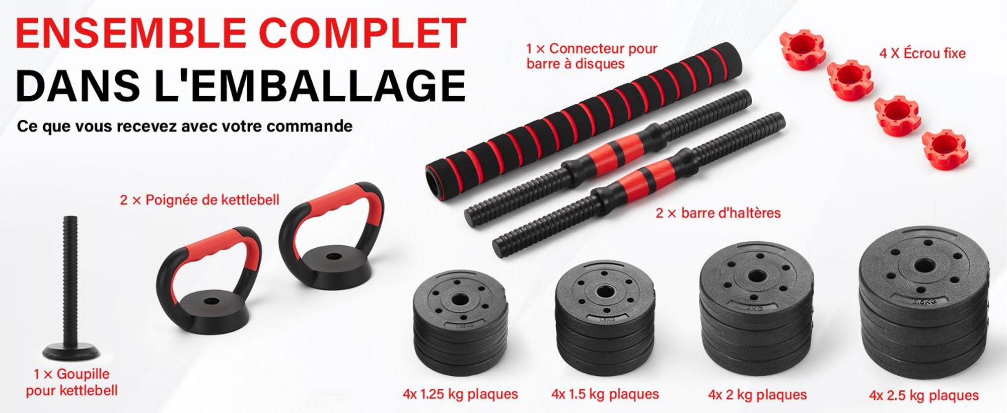 TEENO 6-in-1-Hantel-Set, 30 kg, mit Kugelhanteln, Hanteln, Stangen und Liegestützen, geeignet für Heim-Fitness