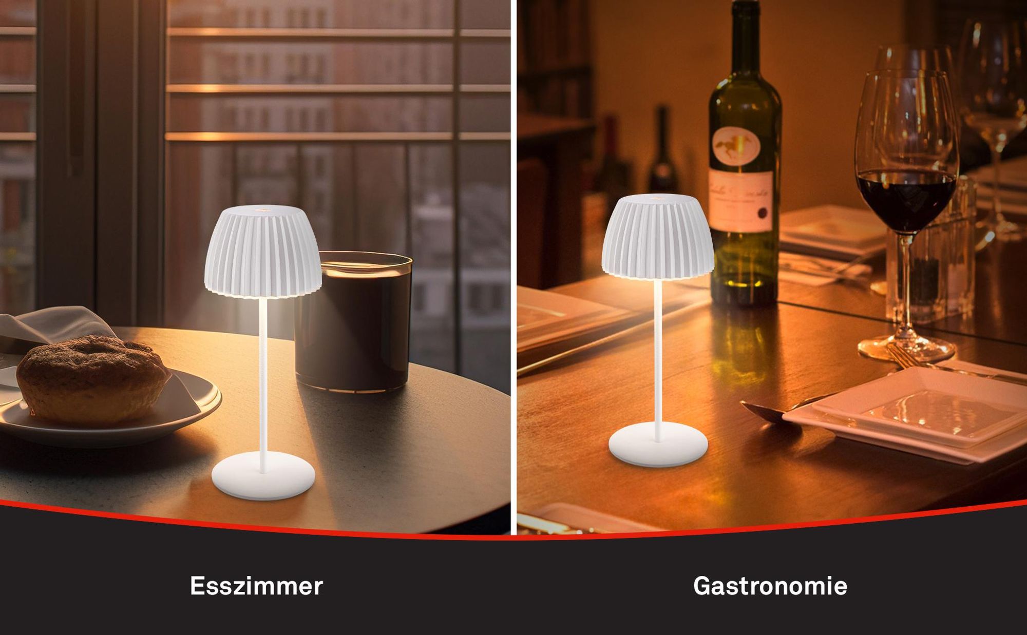 Riffle Mini LED Tischlampe Akku Tischleuchte Dimmbar Kabellos Touch IP44 Weiß