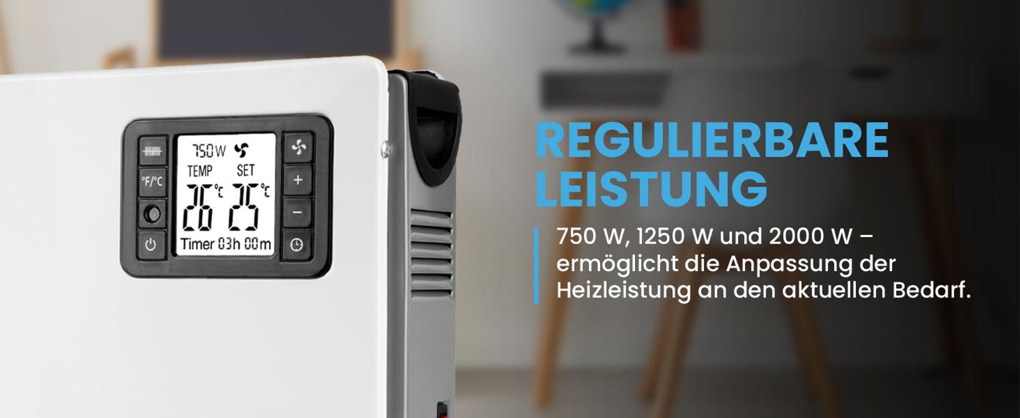 Konvektorheizung Heizung mit Fernbedienung mit Heizstufen 750W/1250W/2000W