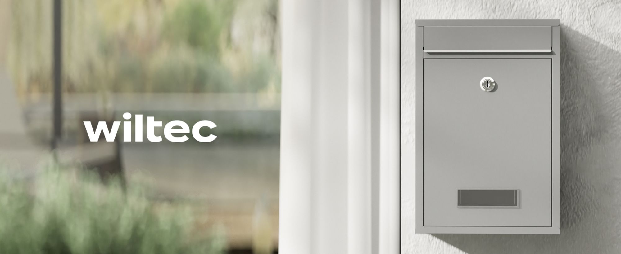 Wiltec Briefkasten silberfarben V11 Postkasten mit Namensschild, großem Briefschlitz und 2 Schlüsseln Wandbriefkasten aus pulverbeschichtetem Stahl