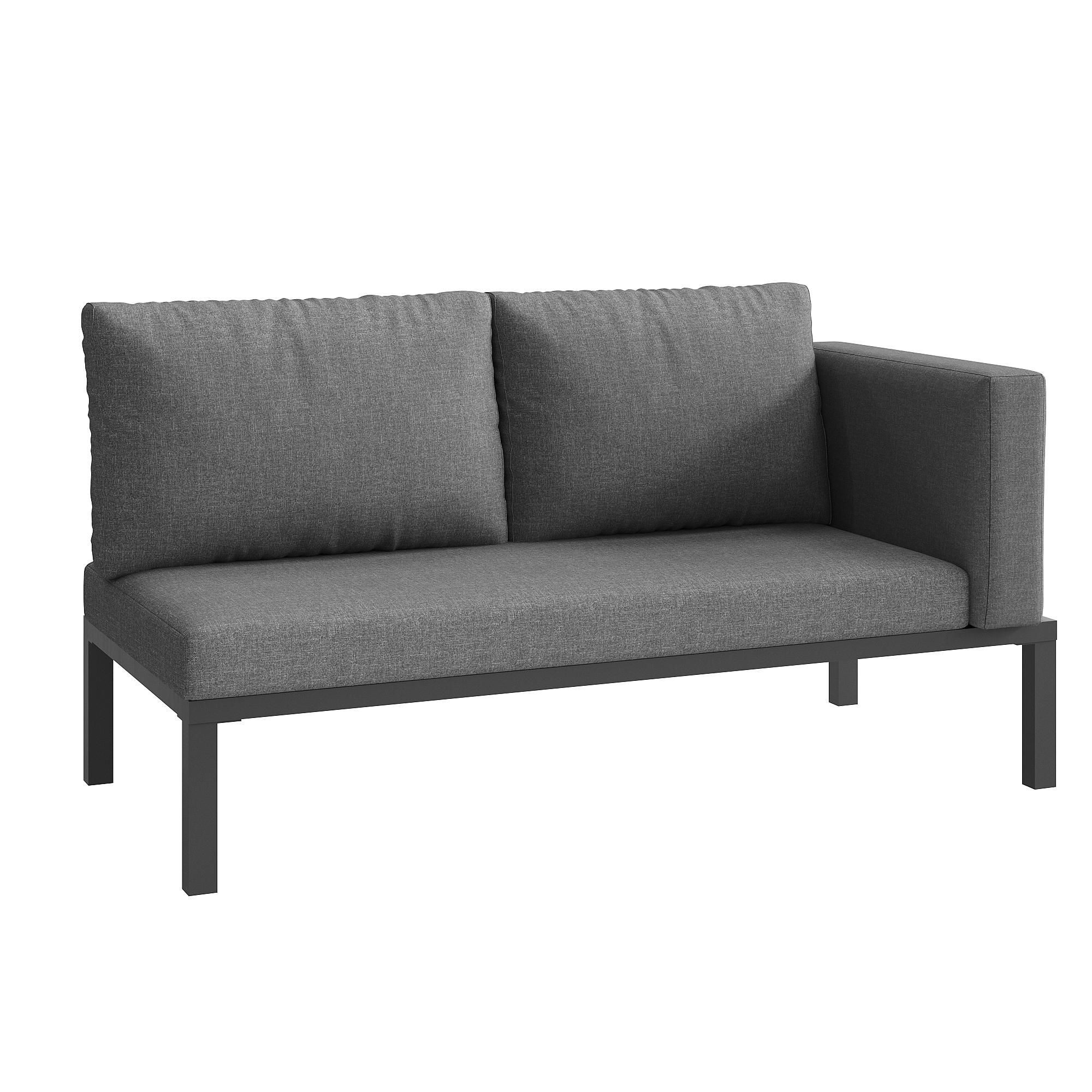 Flieks Gartenlounge-Set 7-tlg für 6-8 Personen, Gartenmöbelset mit Glastisch, Balkonmöbelset aus Eisengestell mit Abnehmbaren Kissen, Garnitur Grau
