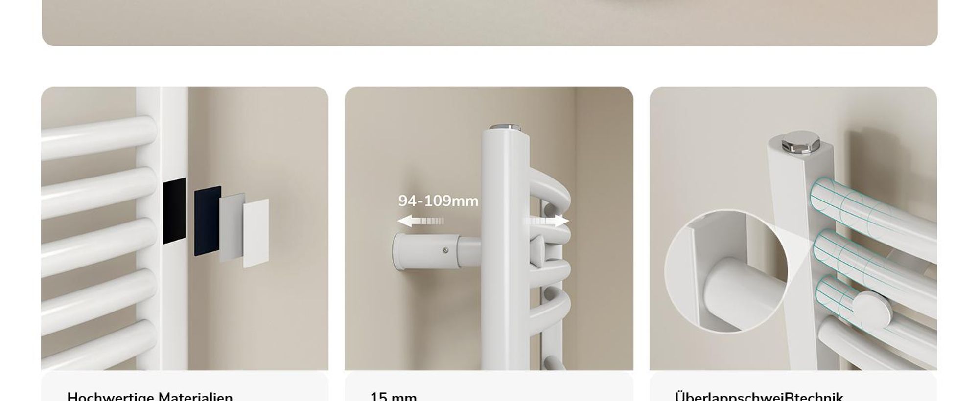 EMKE Elektrisch Handtuchwärmer 75X50cm 300W Weiß gebogen Badheizkörper Wifi Steurung Intelligent Thermostat Handtuchheizkörper