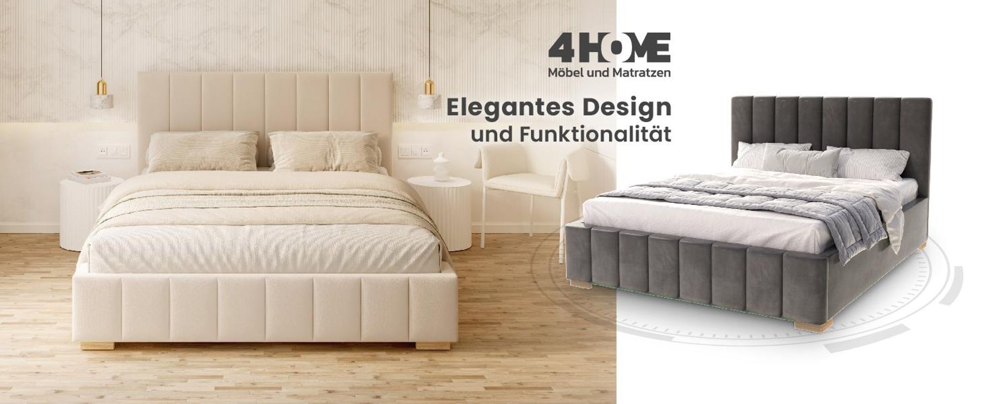FDM Bett DENTON Trinity 180x200 cm Polsterbett mit Lattenrost aus Metall Bettkasten Stauraumbett Samt weiß