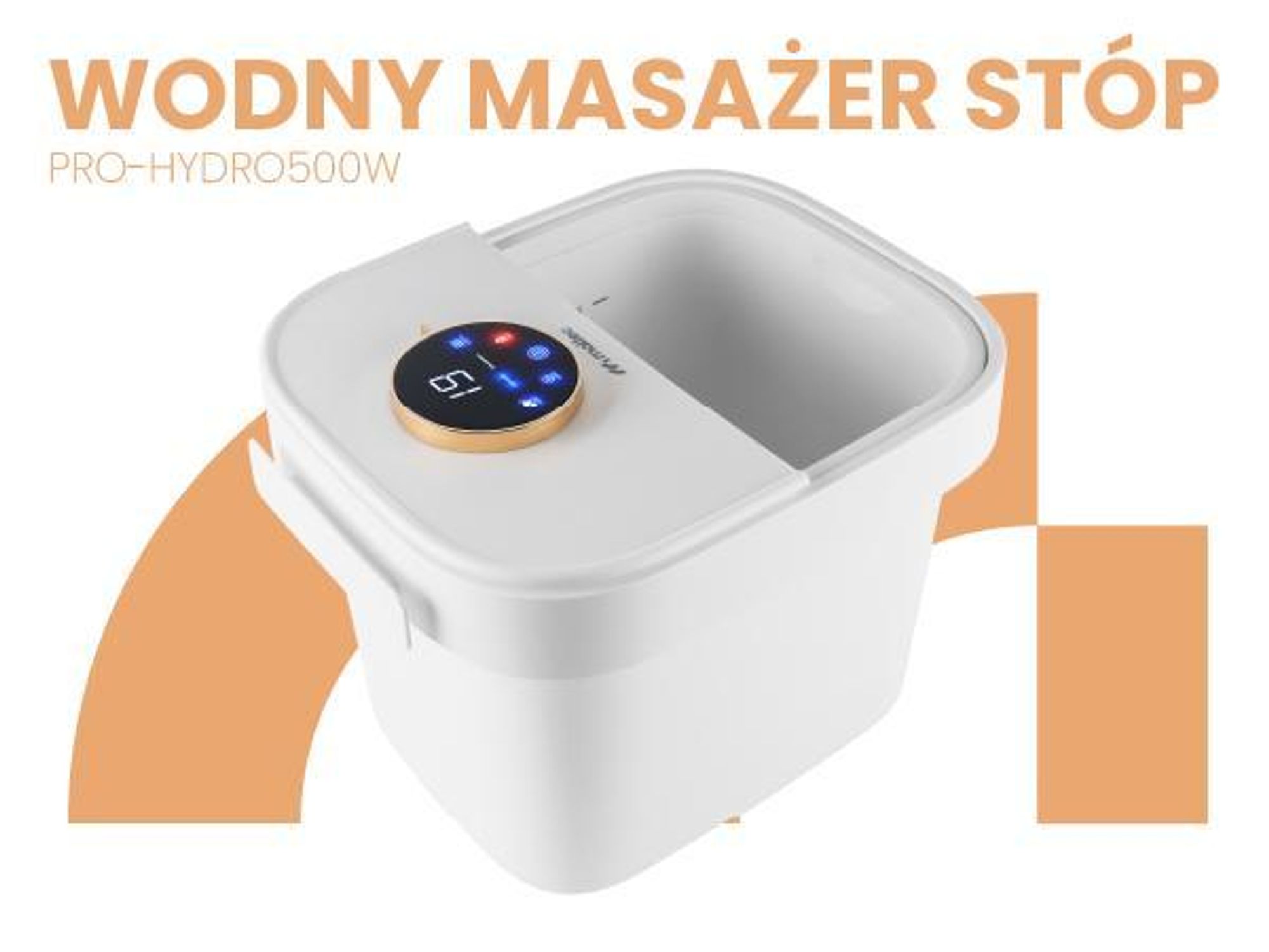 Masażer wodny do stóp z dotykowym wyświetlaczem LED oraz 6 rolkami masującymi