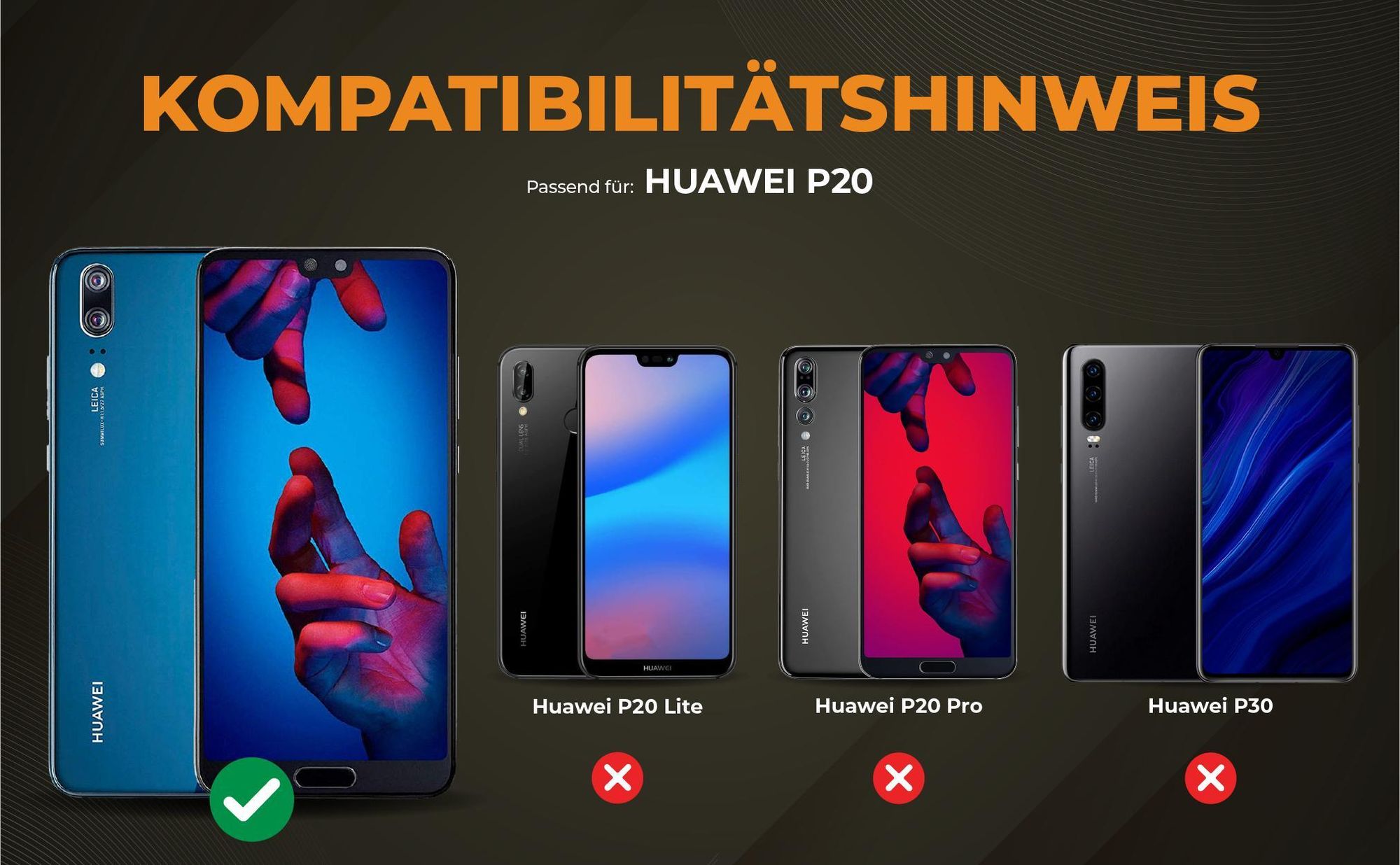 Kompatibilitätshinweise Hülle für Huawei P20