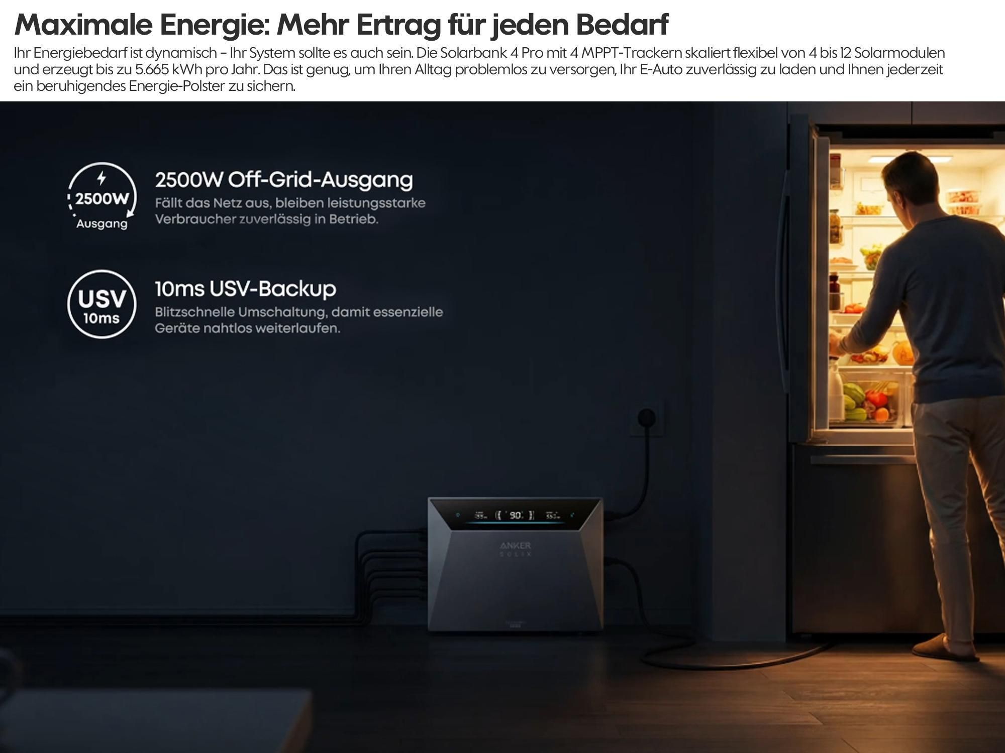 Powerness®Balkonkraftwerk Speicher , Anker SOLIX Solarbank 4 E5000 Pro 5kWh All-in-One Stromspeicher mit Plug & Play für Ihre PV-Nachrüstung (0% MwSt)