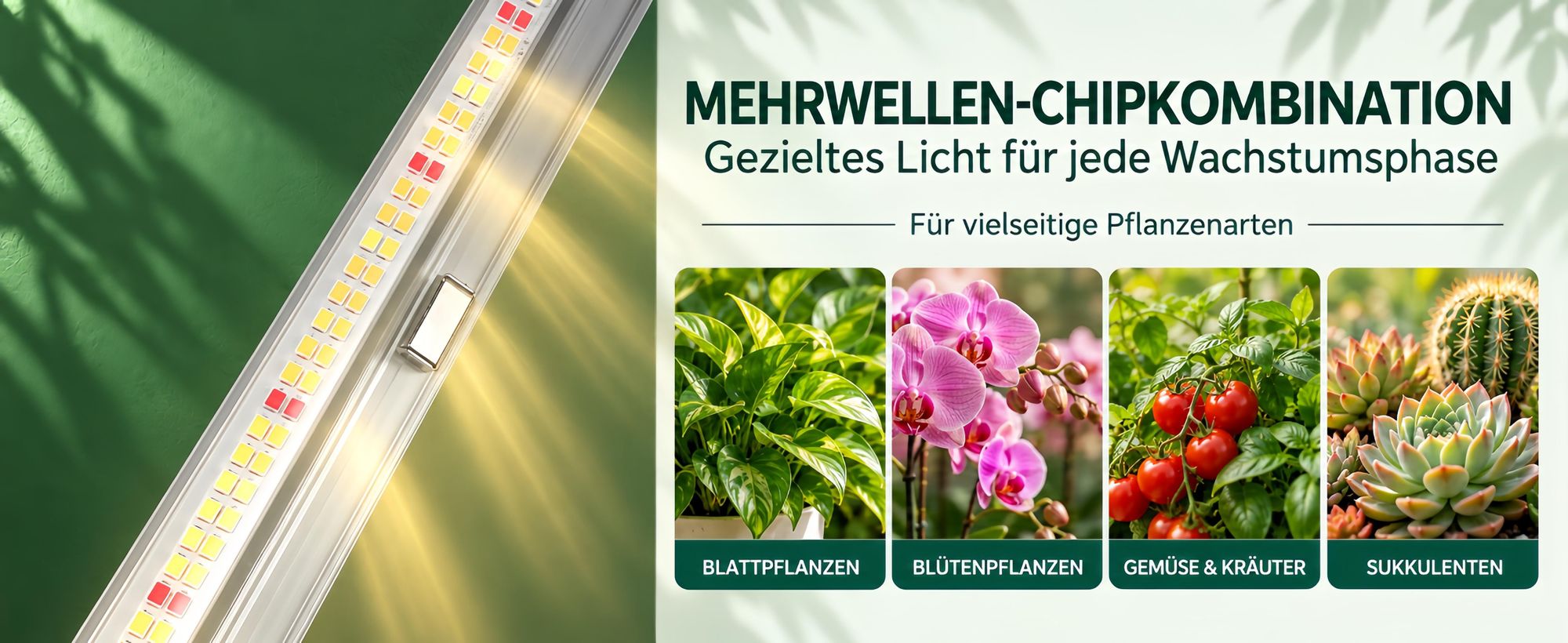 2x 50CM LED Pflanzenlampe Magnetische Vollspektrum,Dimmbar Pflanzenlicht mit Timer,360LEDs,Rot,3000K,5000K,Wachstumslampe Gewächshaus Grow Lampe