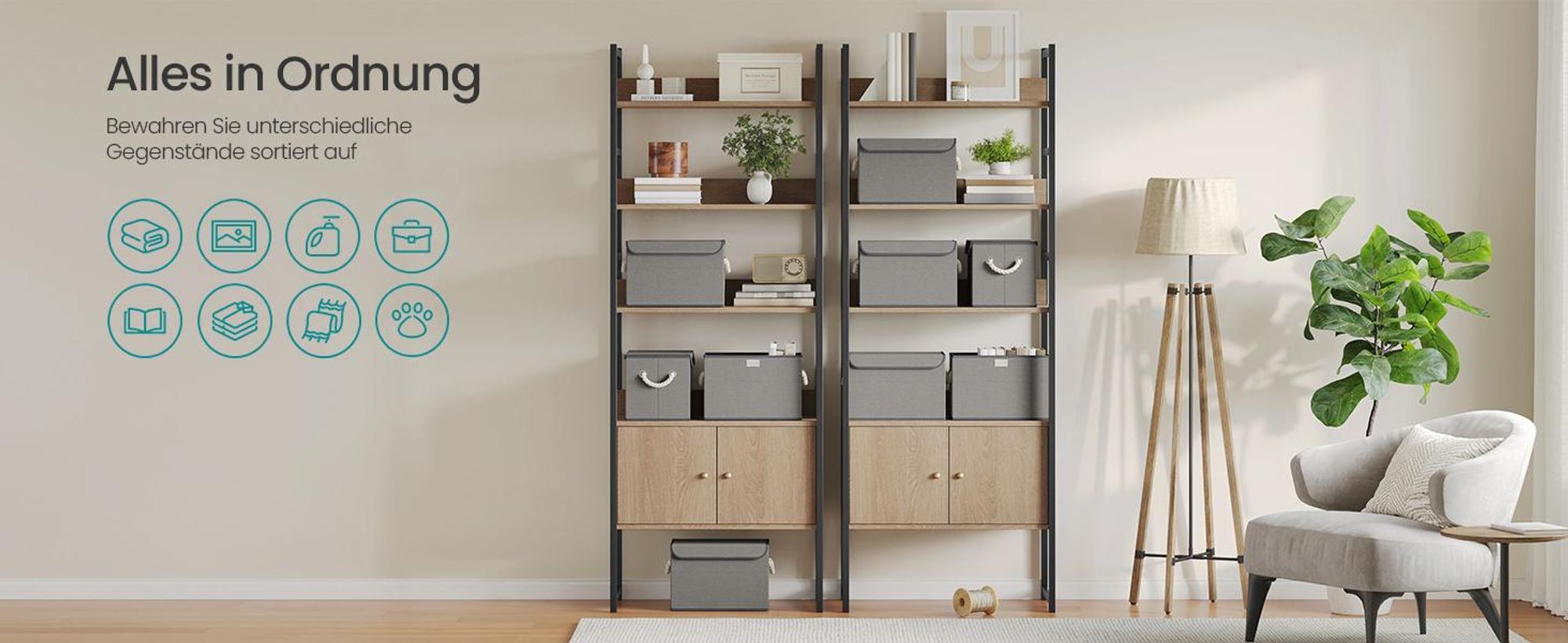 SONGMICS Aufbewahrungsbox mit Deckel, 3er Set, klappbar, Stoffboxen, Aufbewahrung, Organizer, für Kleiderschrank, Griffe, für Schlafzimmer