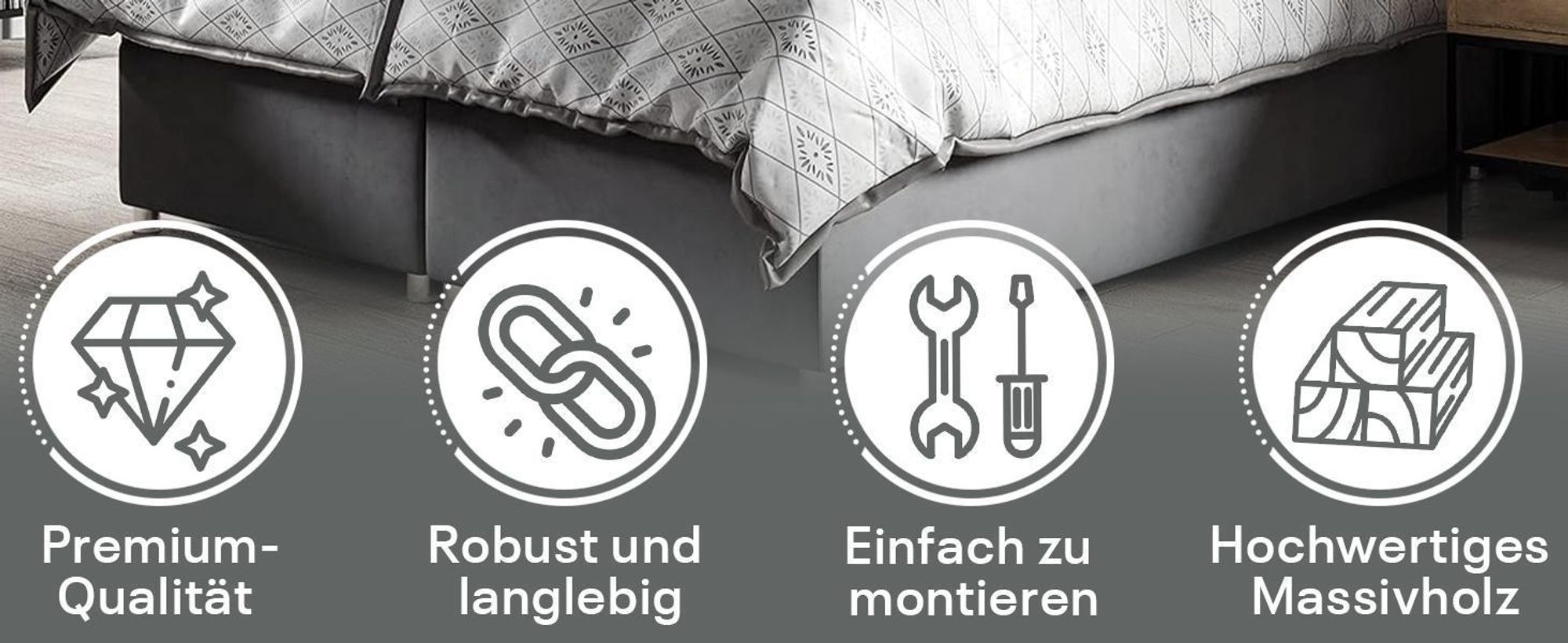 Best for Home Boxspringbett mit Bettkasten Trinity K-2 Bonellfederkern inkl. Topper, mit Lieferung, Aufbau & Entsorgung 180x200-Graphit