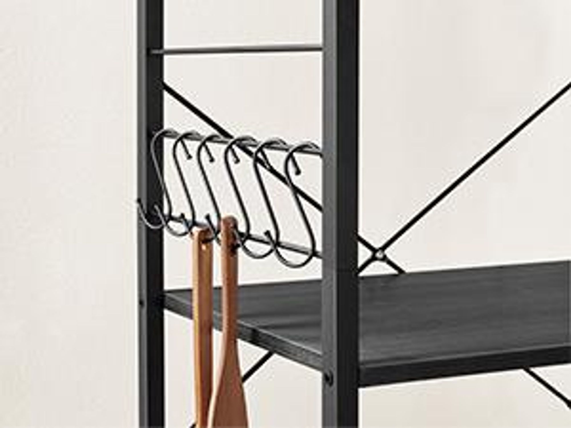 VASAGLE Küchenwagen mit 3 Ebenen, 6 Haken, 40 x 60 x 89 cm, Schwarz