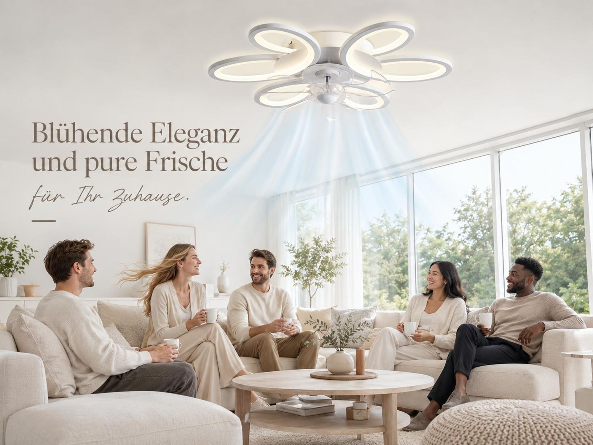 65CM Deckenventilator Mit Beleuchtung Und App Fernbedienung, 36w Smart Lampe Mit Ventilator, 6 Stufen Wind, Lichtfarbe Dimmbar, Schlafzimmer Esszimmer