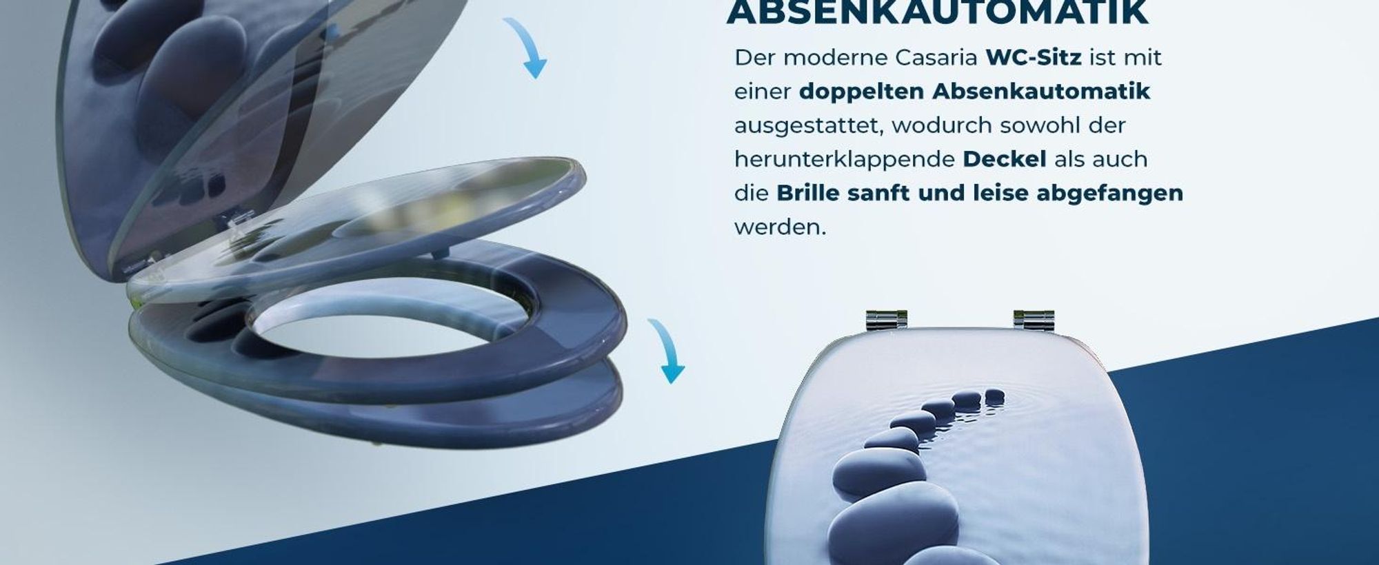 CASARIA WC Sitz mit doppelter Absenkautomatik Steine