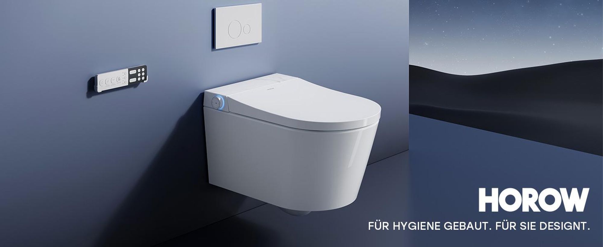 HOROW Intelligente Dusch-WC, Smart WC mit UV-Sterilisation Selbstreinigende Düse, mit beheiztes Bidet, Warme Lufttrocknung, Nachtlicht