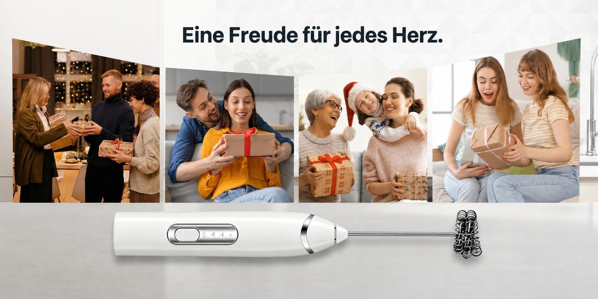 Milchaufschäumer Elektrisch, 3-in-1 Milch Frother mit Ständer, 3 Geschwindigkeiten,  USB-C Aufladbar, für Cappuccino, Latte, Matcha & Protein-Shakes
