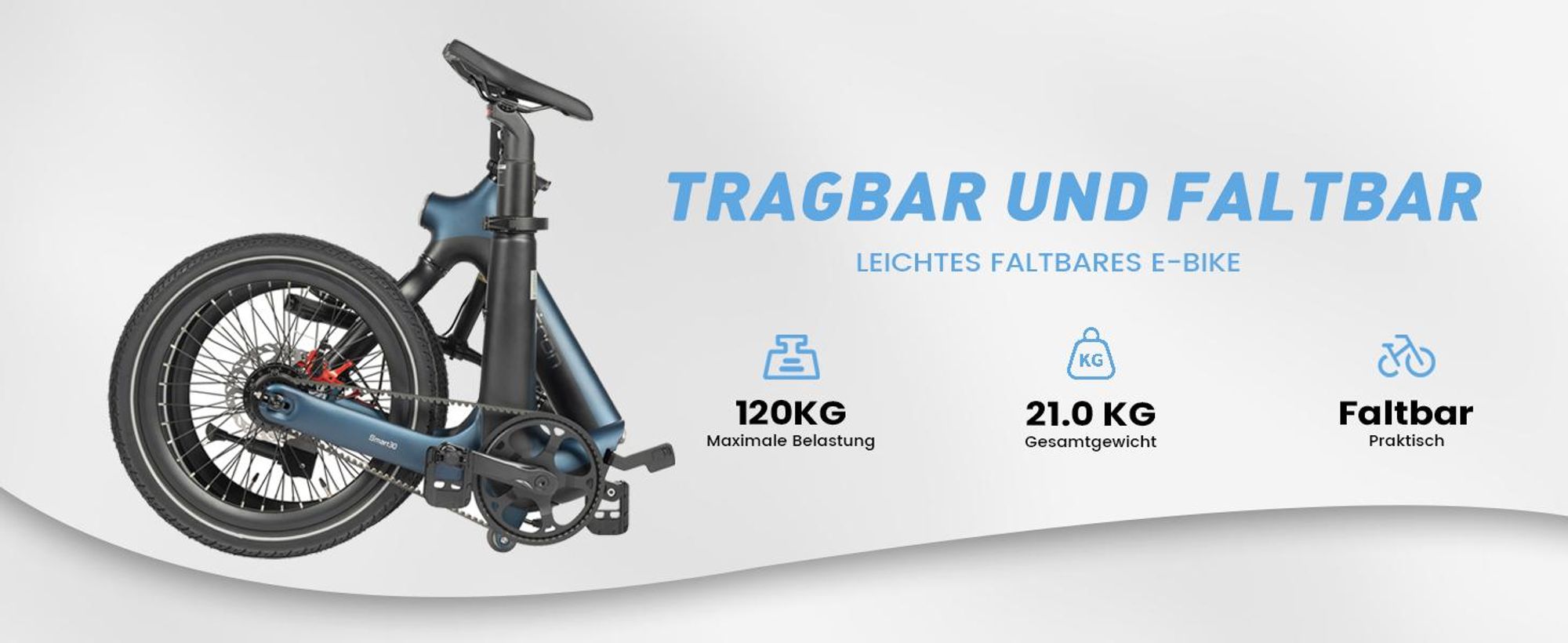 Hochwertiges faltbares City-E-Bike – in nur 3 Sekunden schnell zusammenklappbar.