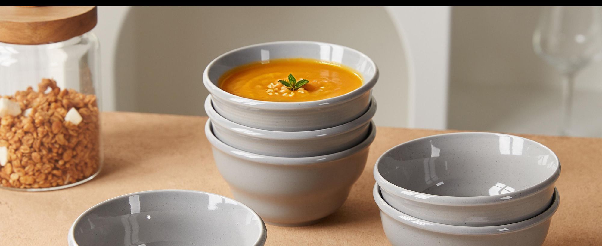 6-teiliges Schalen Set Ø11,7 cm Keramik Müslischalen, Dessert-, Snack- & Eisschalen für 6 Personen – mikrowellen- & spülmaschinenfest