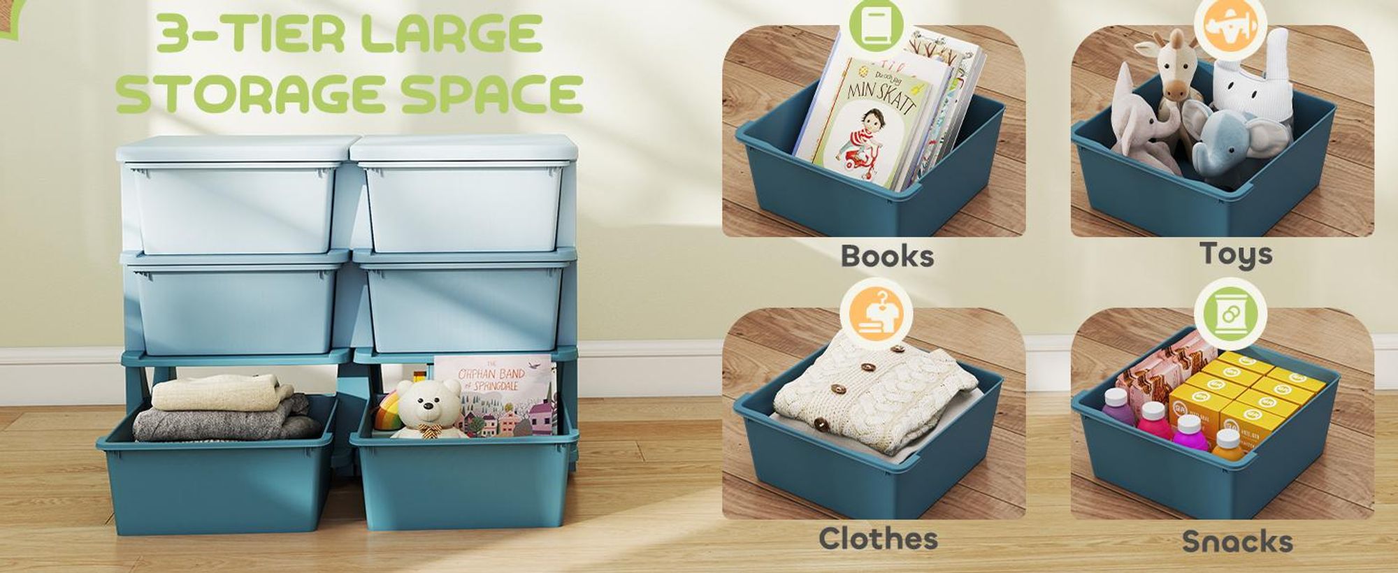 HOMCOM Komoda z szufladami dla dzieci z 6 półkami – meble dziecięce