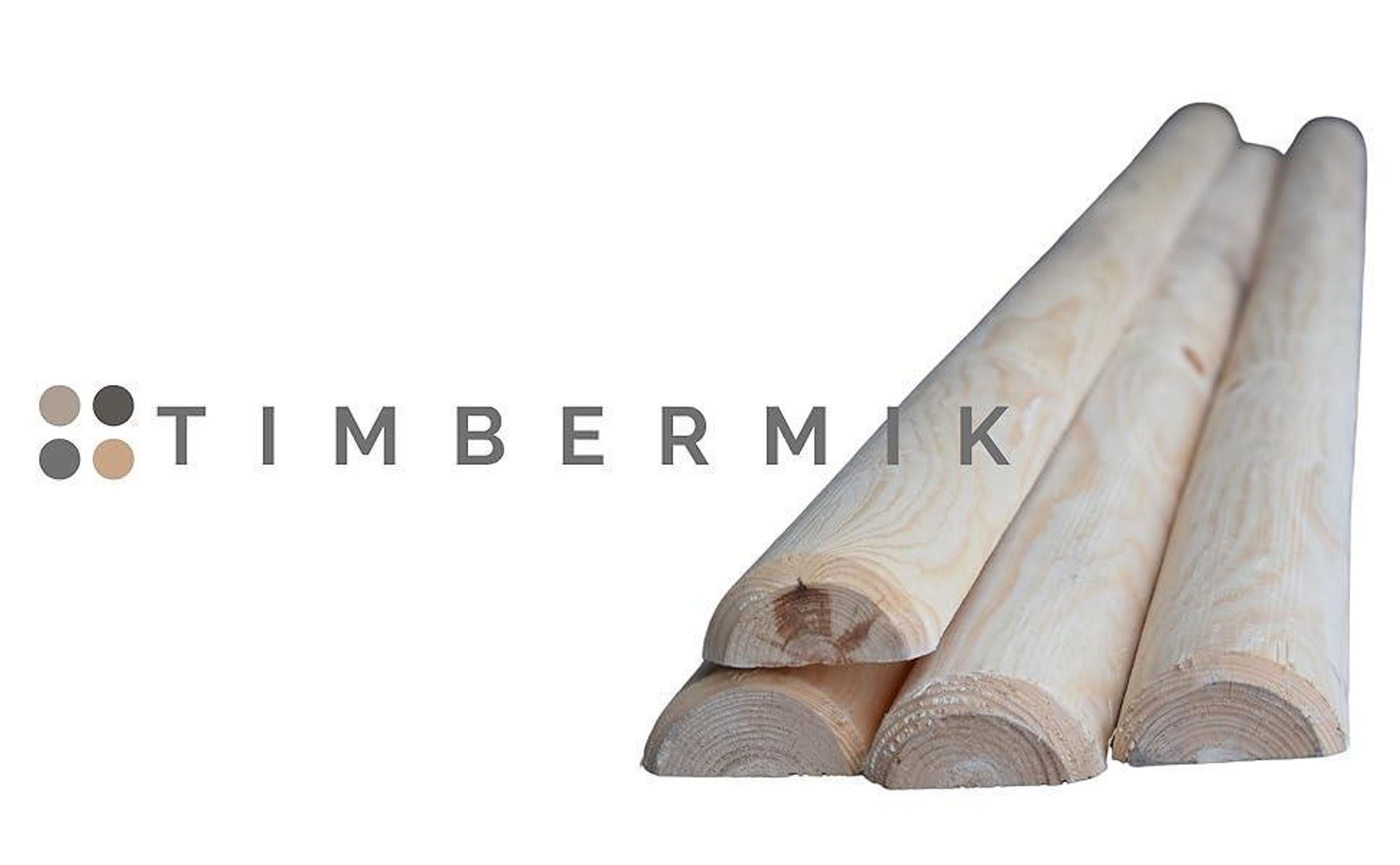 TIMBERMIK 8x Palo Legno Mezzo Tondo ½ Ø7 cm 200 cm Legno Massello Non Trattato per Giardino Recinzione