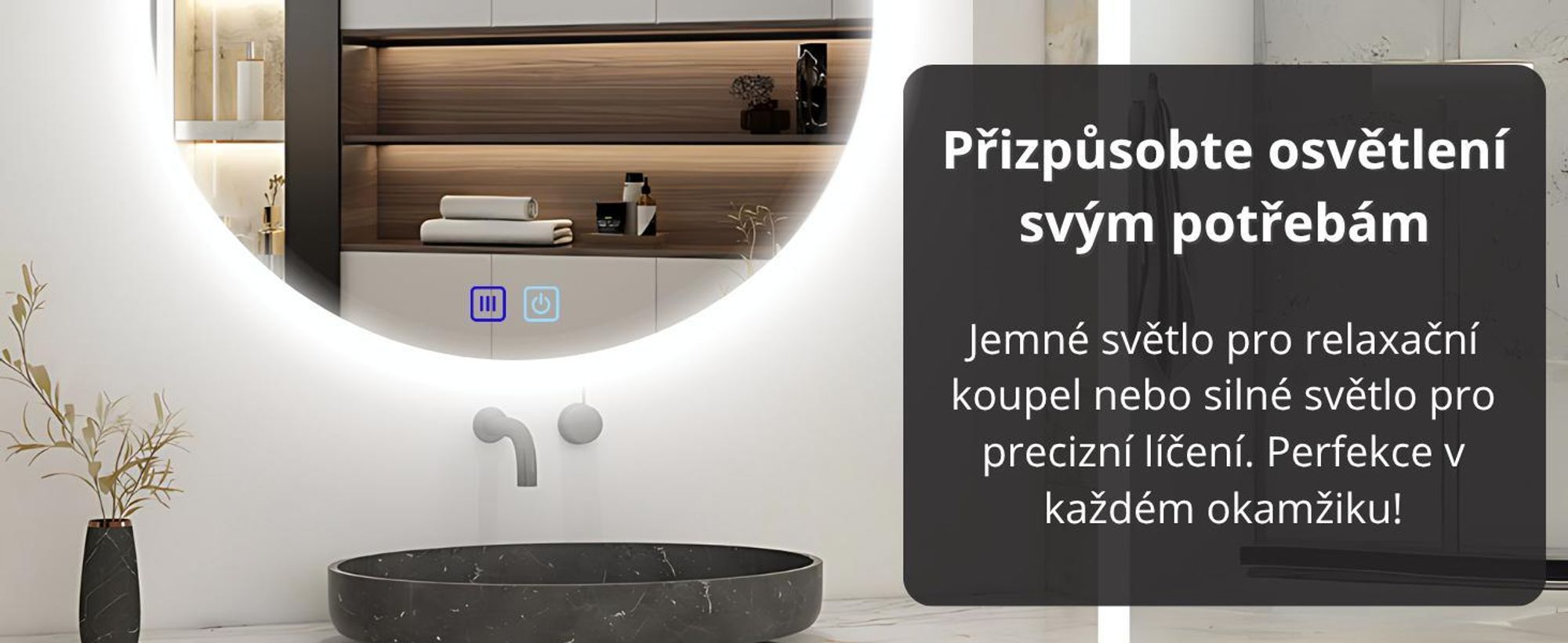 Kulaté LED zrcadlo do koupelny, 80 cm – s ochranou proti zamlžování, 3 barvy světla (CCT), plynule stmívatelné, dotykový senzor, IP44, moderní bezrámové zrcadlo do koupelny