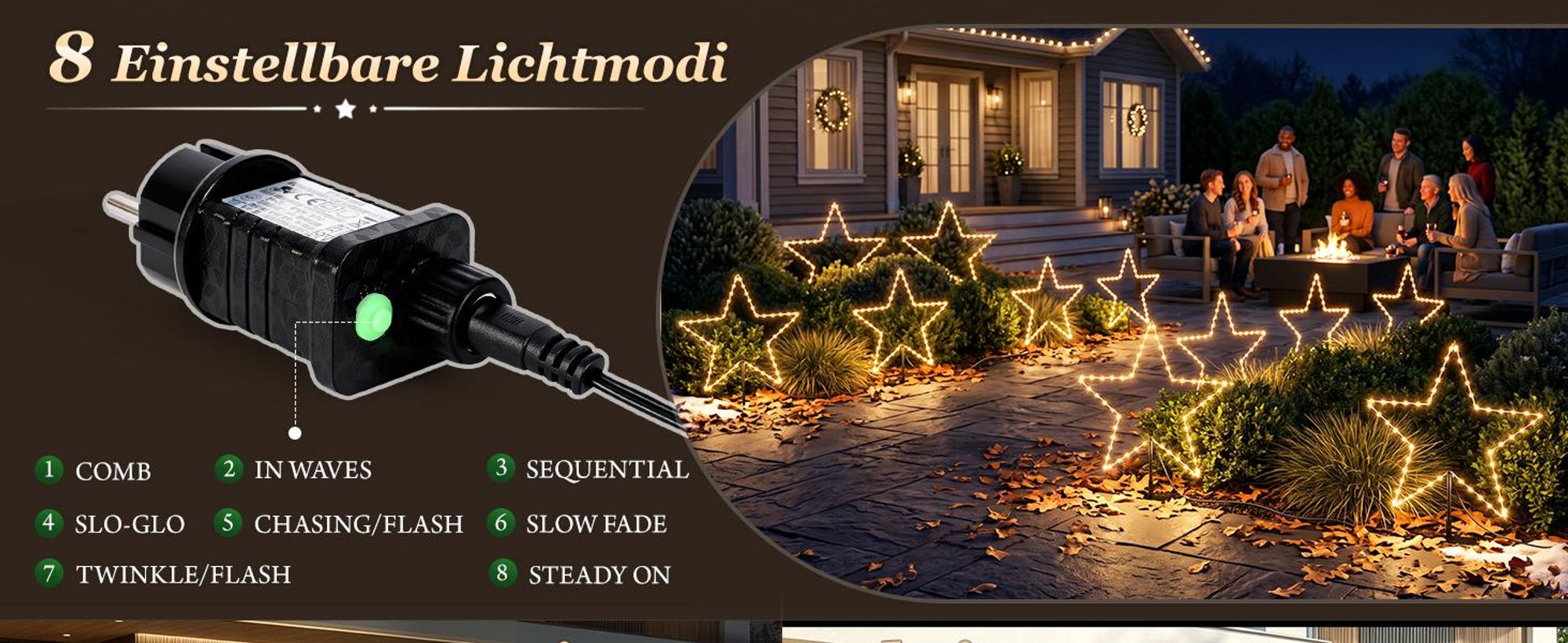 SALCAR LED Gartenstecker Sterne 30 cm, 90 LEDs, 3er Set, 8 Modi, Timer, LED Leuchtsterne, Außen Weihnachts & Gartendekoration für Garten Lighting