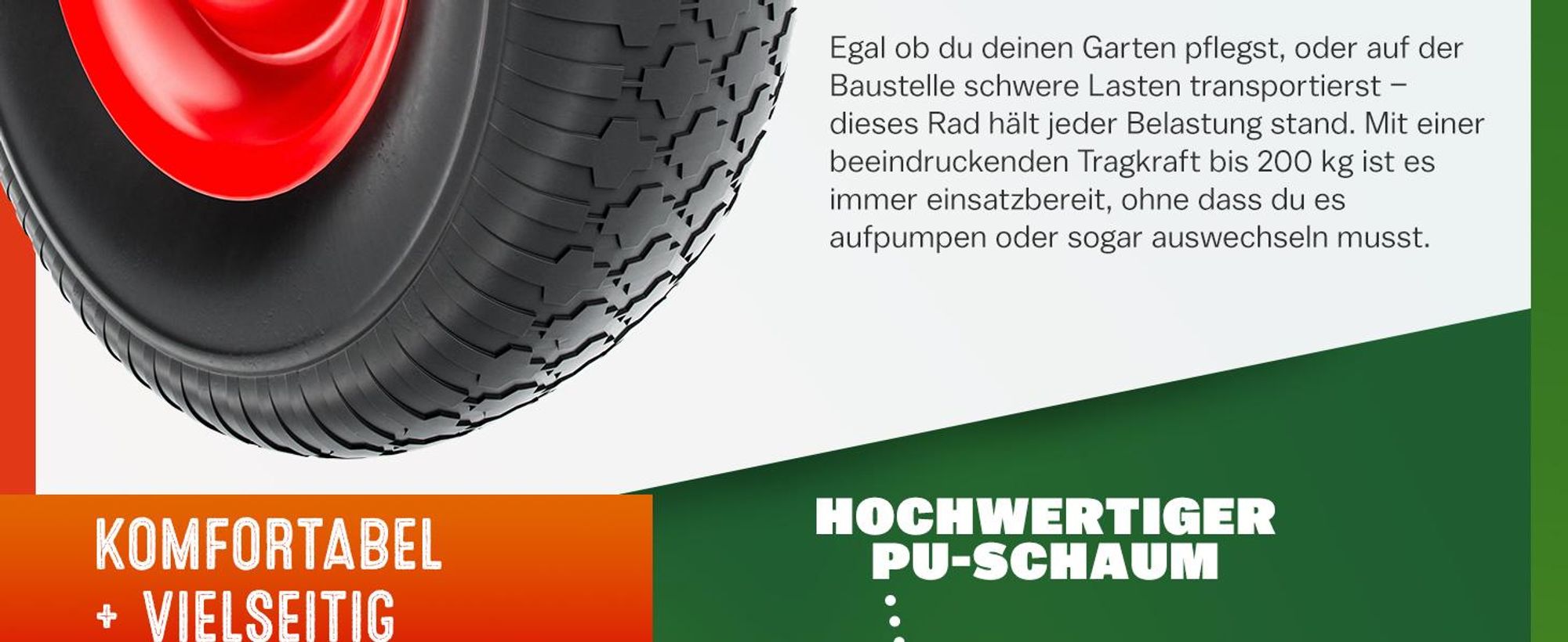 GARDEBRUK® Schubkarrenrad Polyurethanschwarz