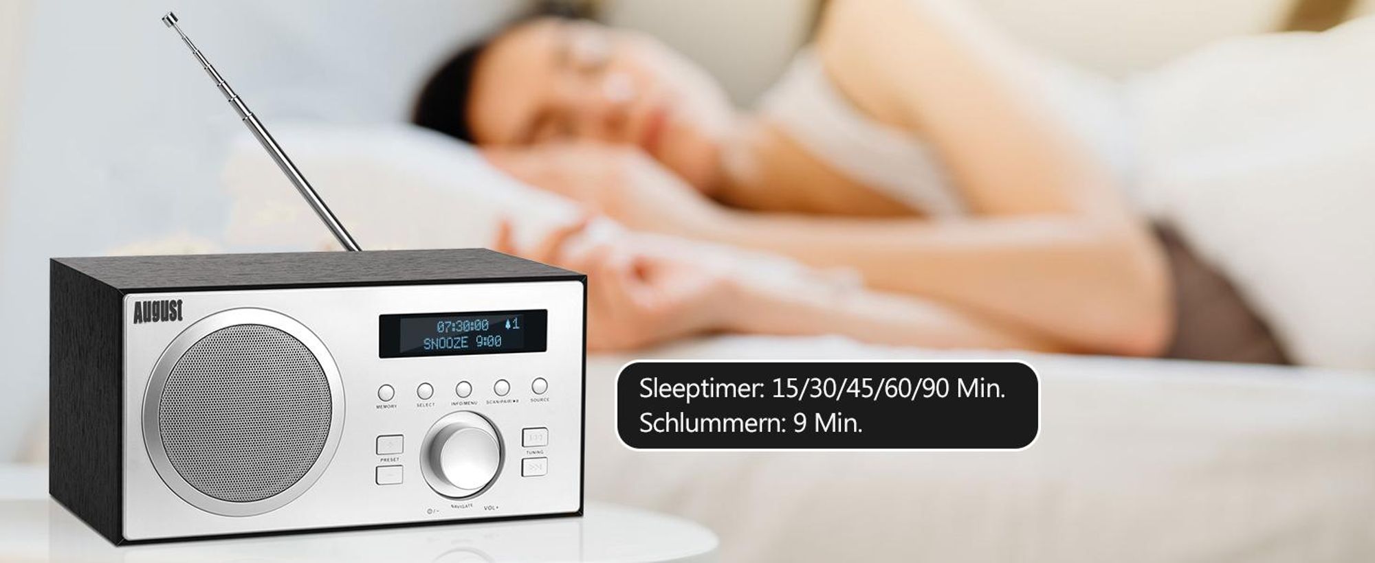 DAB+/FM Radio mit Bluetooth digitales Küchenradio mit Holzgehäuse - August MB420