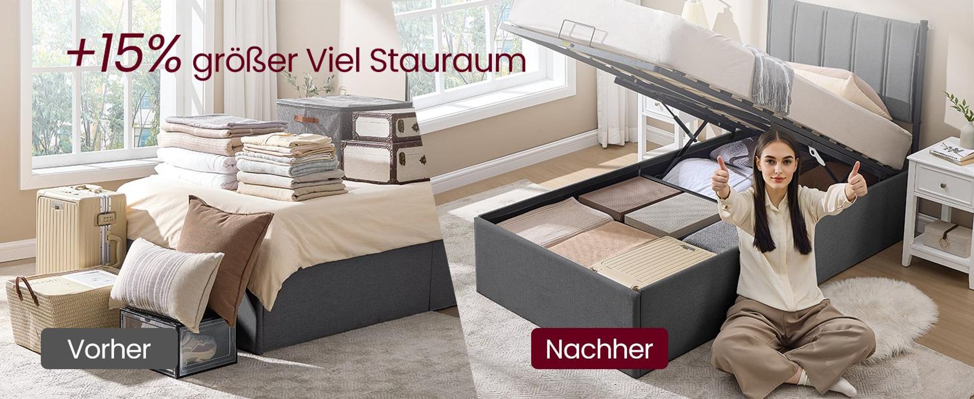VASAGLE Polsterbett und Matratze Set, mit Stauraum 90x200 cm, 7-Zonen Taschenfederkern, Hydrauliksystem, Dunkelgrau, Blau