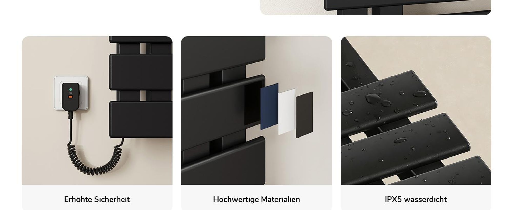 EMKE Elektrischer Handtuchheizkörper, WiFi APP Steuerung LED Touchscreen mit Timer, Handtuchtrockner 100x50cm 320W Schwarz