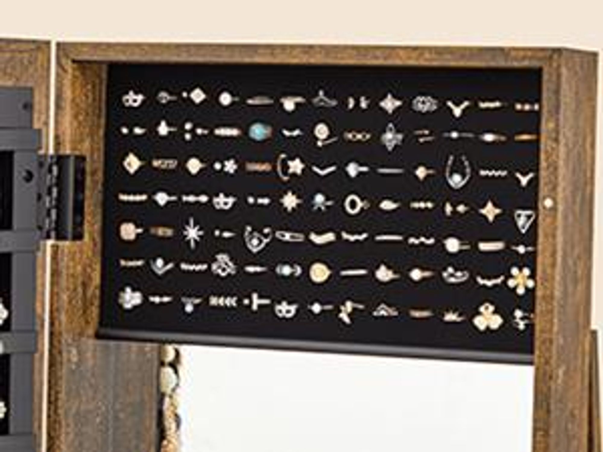 SONGMICS Schmuckschrank Spiegelschrank Schlüsseln, Geschenkidee, 3 Ablagen