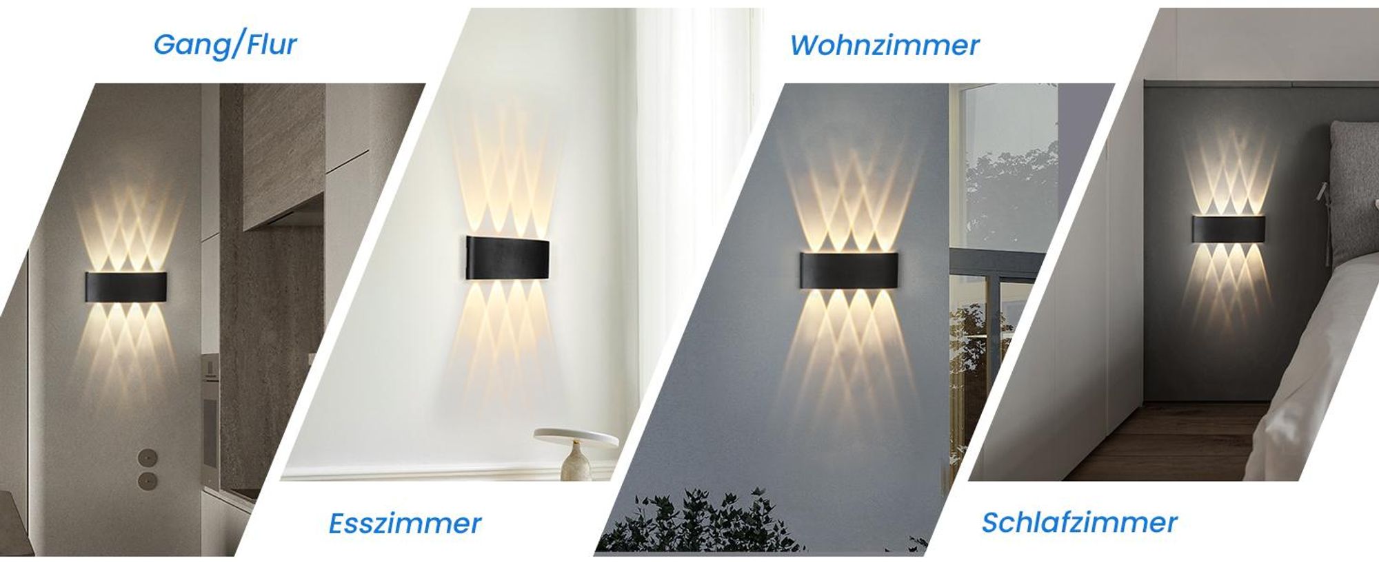 ZMH Led Wandleuchte Innen & Aussen Schwarz Wandlampe  04 Modern Up Down Warmweiß Flurlampe IP65 Wasserdicht Außenwandlampe 5W Einstellbarer Lichtstrahl für Flur Garten