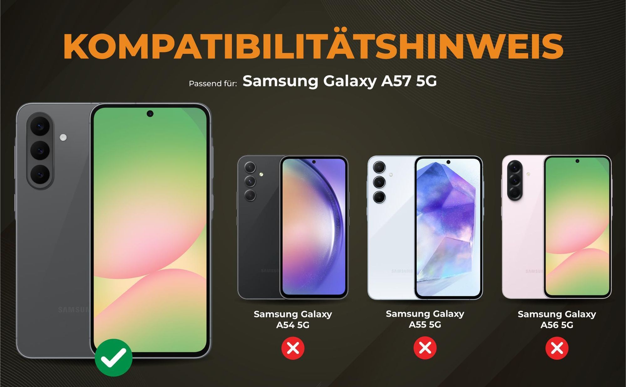 Kompatibilitätshinweise Hülle für Samsung Galaxy A57 5G