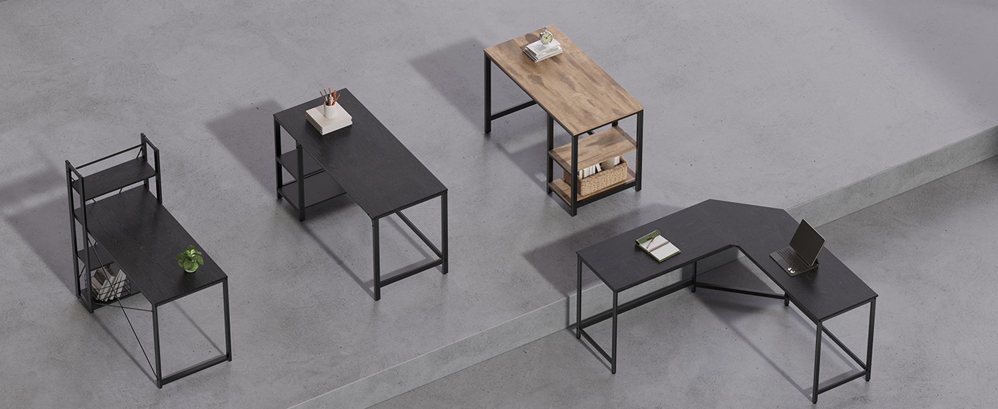 VASAGLE Computertisch Schreibtisch mit 2 Regale 120 x 75 x 60 cm