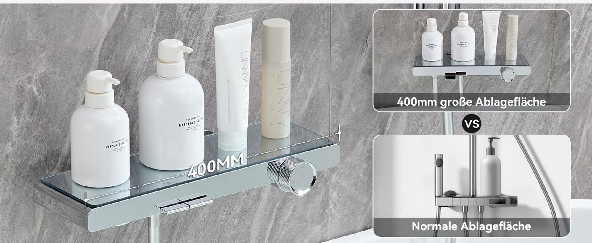 AURALUM Schwarzes Badewannenarmaturen-Set, Duschstange mit Duschkopf, Handbrause- und Duschstangen-Set, zwei Wasserstrahlmodi, Hochwertiges PPA