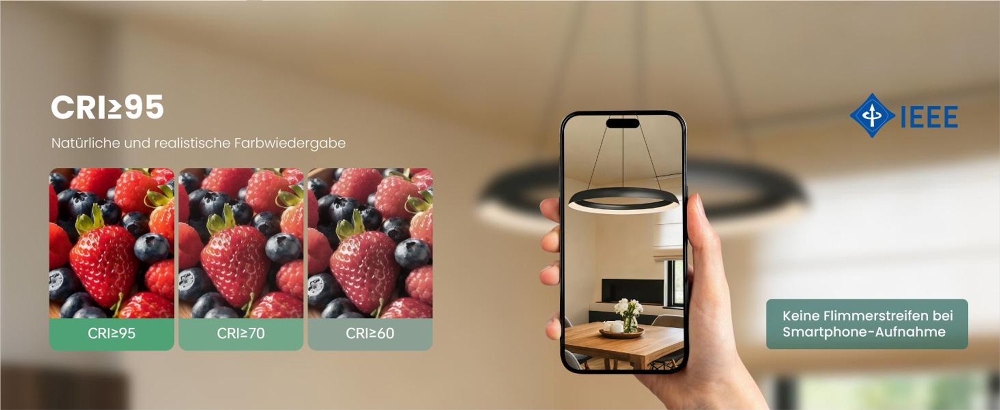 Mai & Mai Pendelleuchte Esstisch, 40cm LED Hängelampe, stufenlos dimmbar höhenverstellbare 20W Esstischlampe mit Fernbedienung Sandschwarz Luvina04