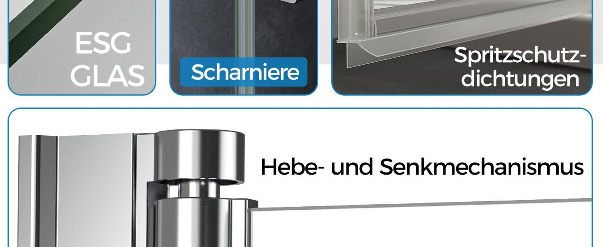 IMPTS Duschwand für Badewanne 140x140cm 3-teilig Faltwand Badewannenaufsatz Faltbar Duschabtrennung 6mm ESG GLAS Badwannenfaltwand Chrom, Klarglas