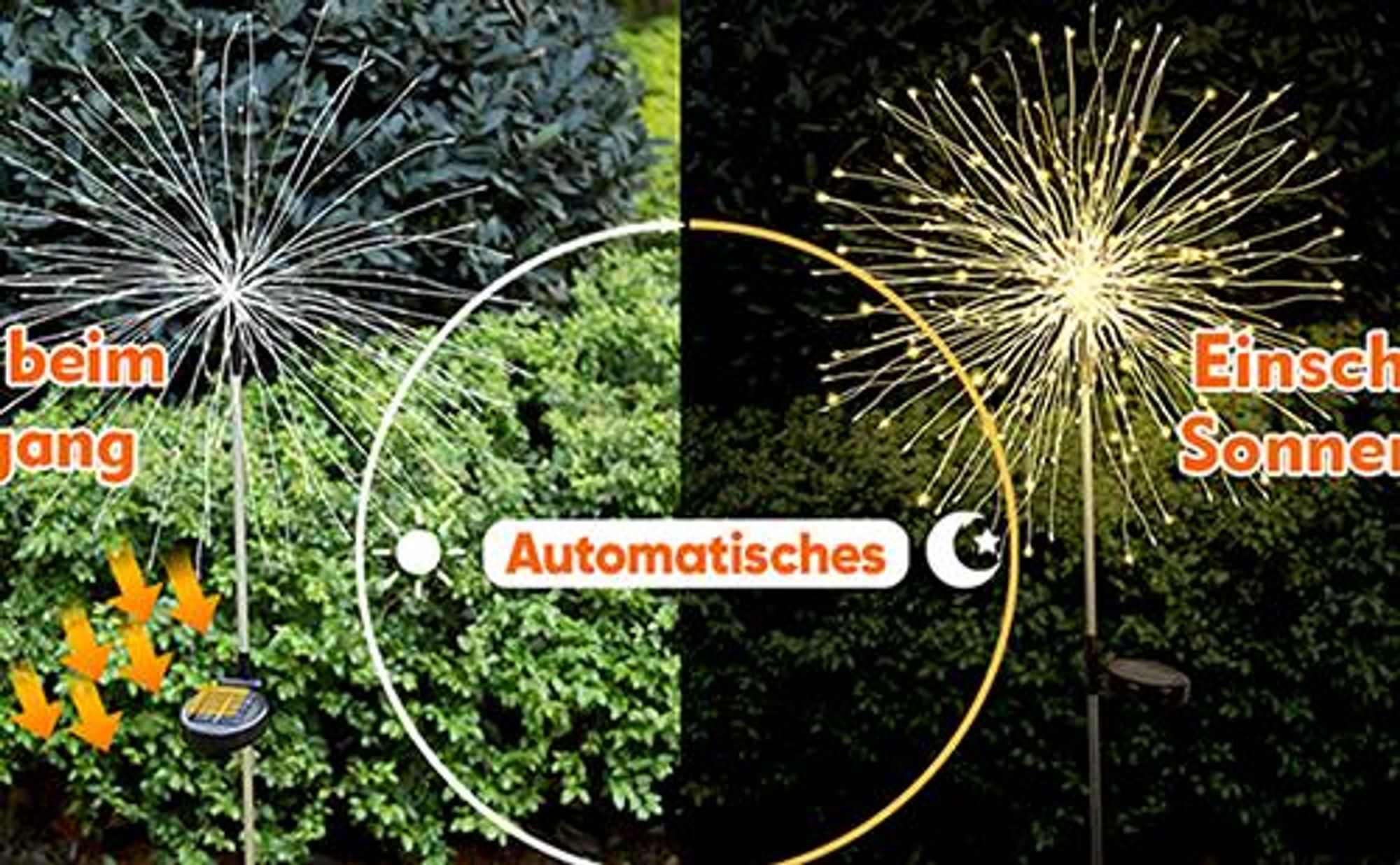 Salcar 2er Set Solarleuchten Garten LED Gartenleuchten Solar Feuerwerk Warmweiß, 8 Modi Solarlampen für außen Pusteblume mit Erdspieß