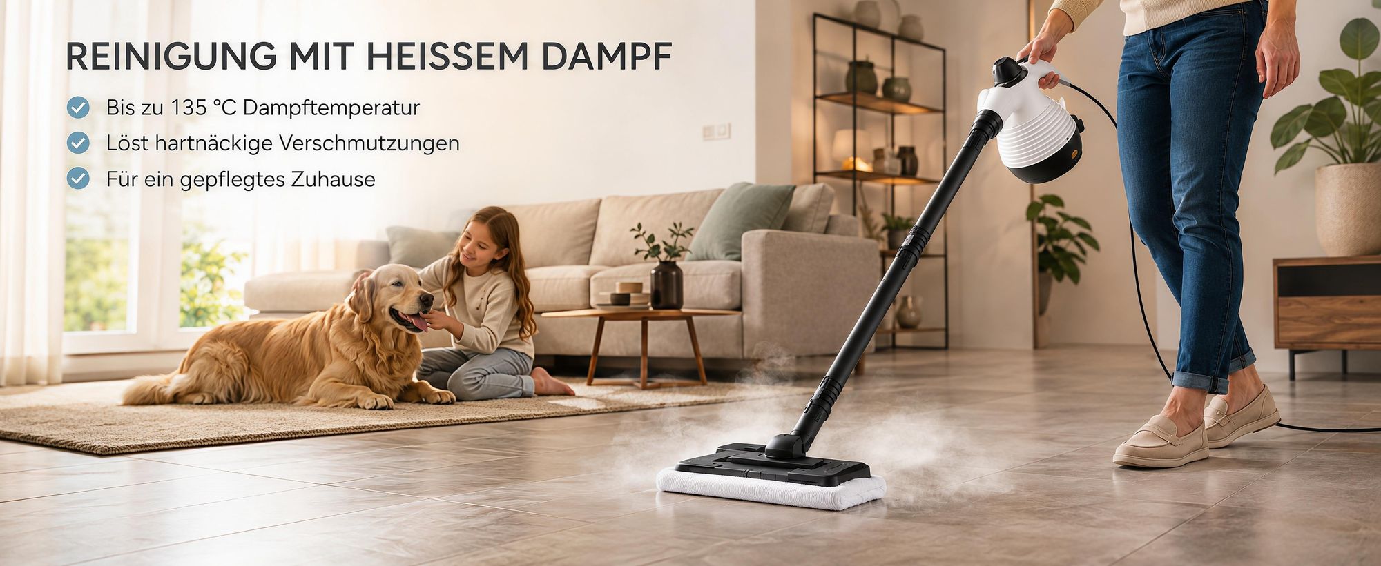2 in 1 Dampfreiniger,1050W Handheld -Dampfreiniger, 350ml Dampfreiniger sofa,Dampfreiniger boden mit 16 Zubehör, Multifunktional Dampfreiniger