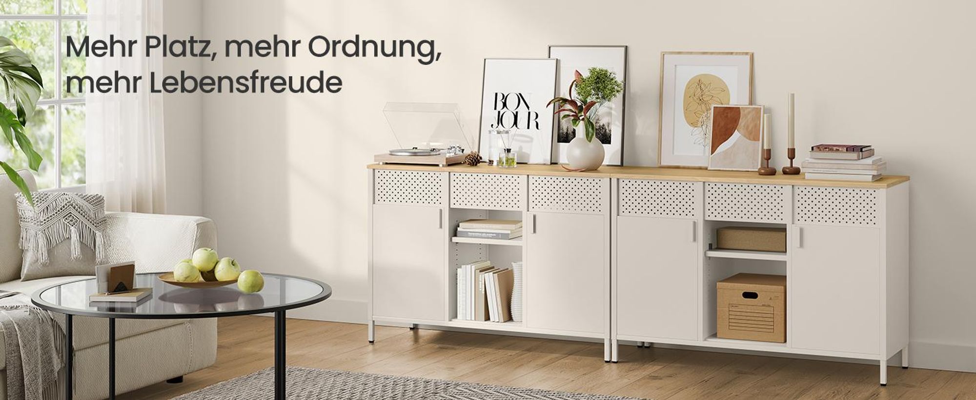 SONGMICS Aufbewahrungsschrank, Metallschrank, Schrank mit Doppeltür, Sideboard