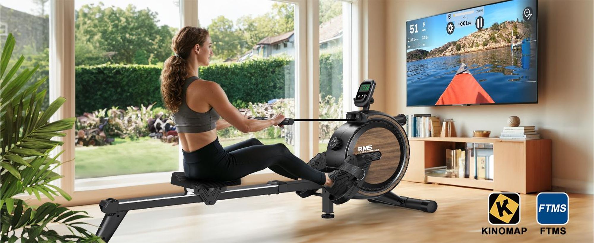 VOWVIT Rudergerät für Zuhause Magnetische Rudermachine mit Bluetooth & 16-Stufigem Verstellbaren Widerstand - 150KG Gewichtsbelastung