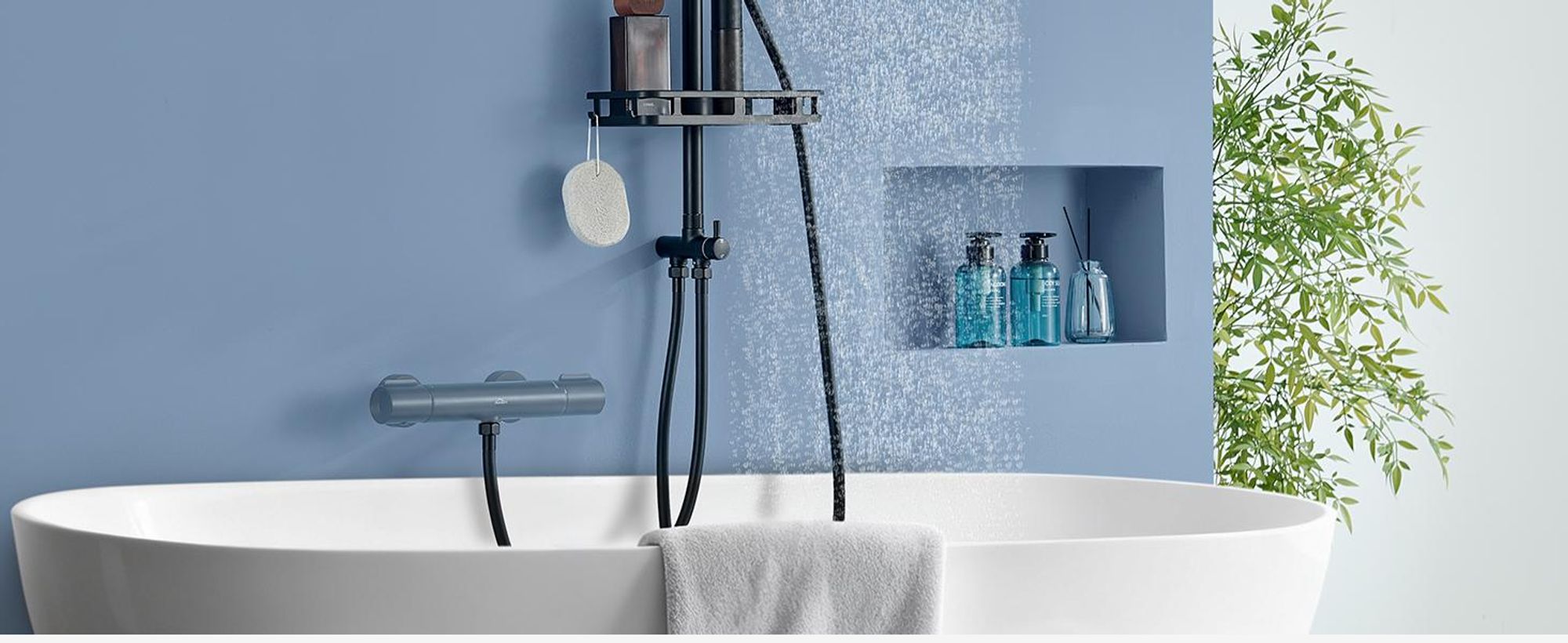 Auralum Duschset ,Regendusche und Handbrause mit Ablagefach(bohrfrei), Höhenverstellbar 72–110 cm,10-Zoll-Duschkopf ,Schwarz