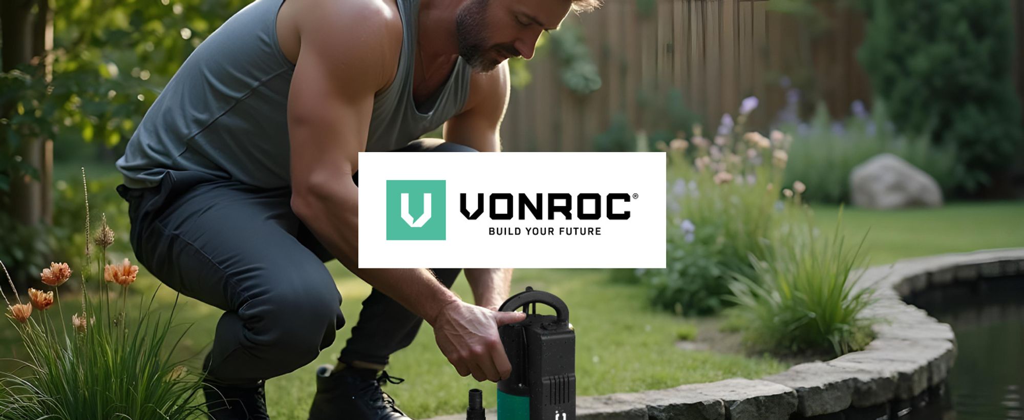VONROC Tauchpumpe mit integriertem Schwimmer [750W] - Schmutzwasserpumpe für Keller, Pool, Gartenteich - Flachsaugend max Höhe [7,5m] - 1400 l/h