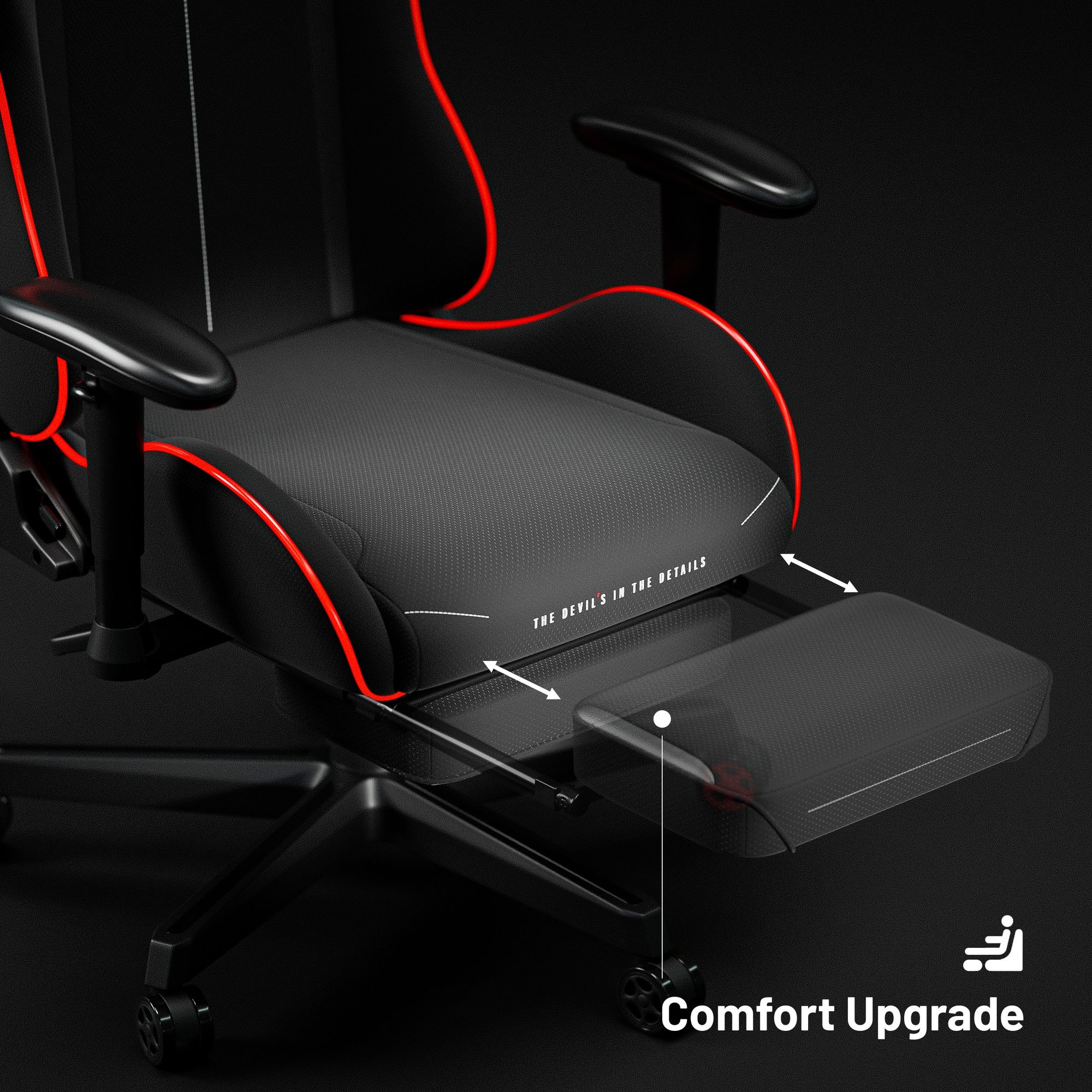 Diablo X-ST4RTER Gaming Stuhl Chair Bürostuhl Schreibtischstuhl PC Stuhl Ergonomisch Stoffbezug 2D Armlehnen Kippmechanismus, Farbe: Schwarz (LED)