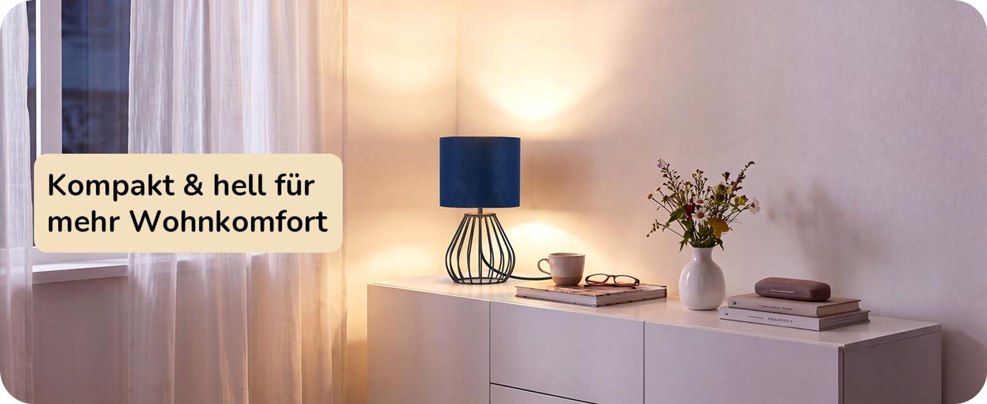EDISHINE Nachttischlampe, Dunkelblau-Samt-Lampenschirm, inklusive 4W LED E14-Fassung, 2700K Warmweiß, schwarzer Metallsockel im Tropfen-Design